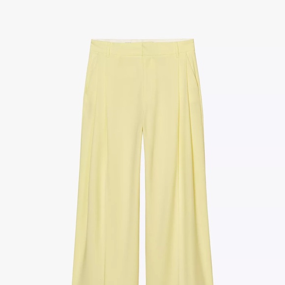 Zara Pants - Zara Light Yellow Wide-Leg Pants